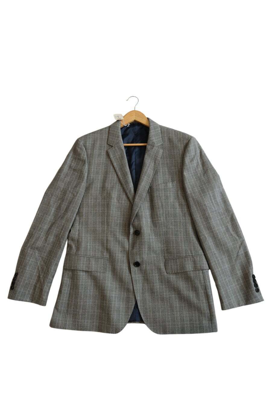 BOSS Hugo Boss Men's Gray Glen Plaid Check Wool Blazer Sport Coat Made Bulgaria